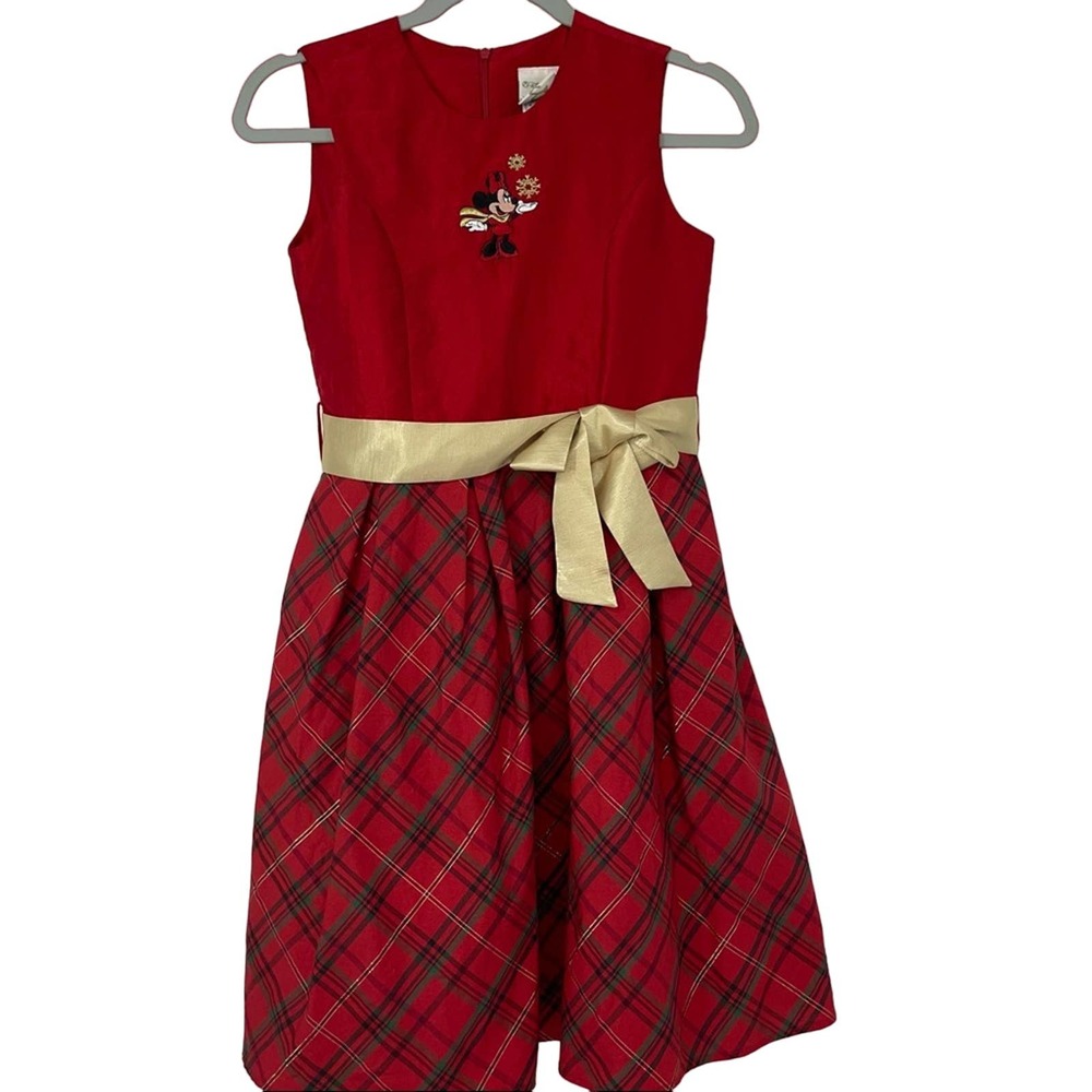 DISNEY MINNIE MOUSE HOLIDAY DESIGN RED PLAID GIRLS DRESS SIZE 12